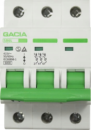 C 16A 3FAZ WYLACZNIK NADPRADOWY BEZPIECZNIK GACIA Kod producenta SB6LC3P16A