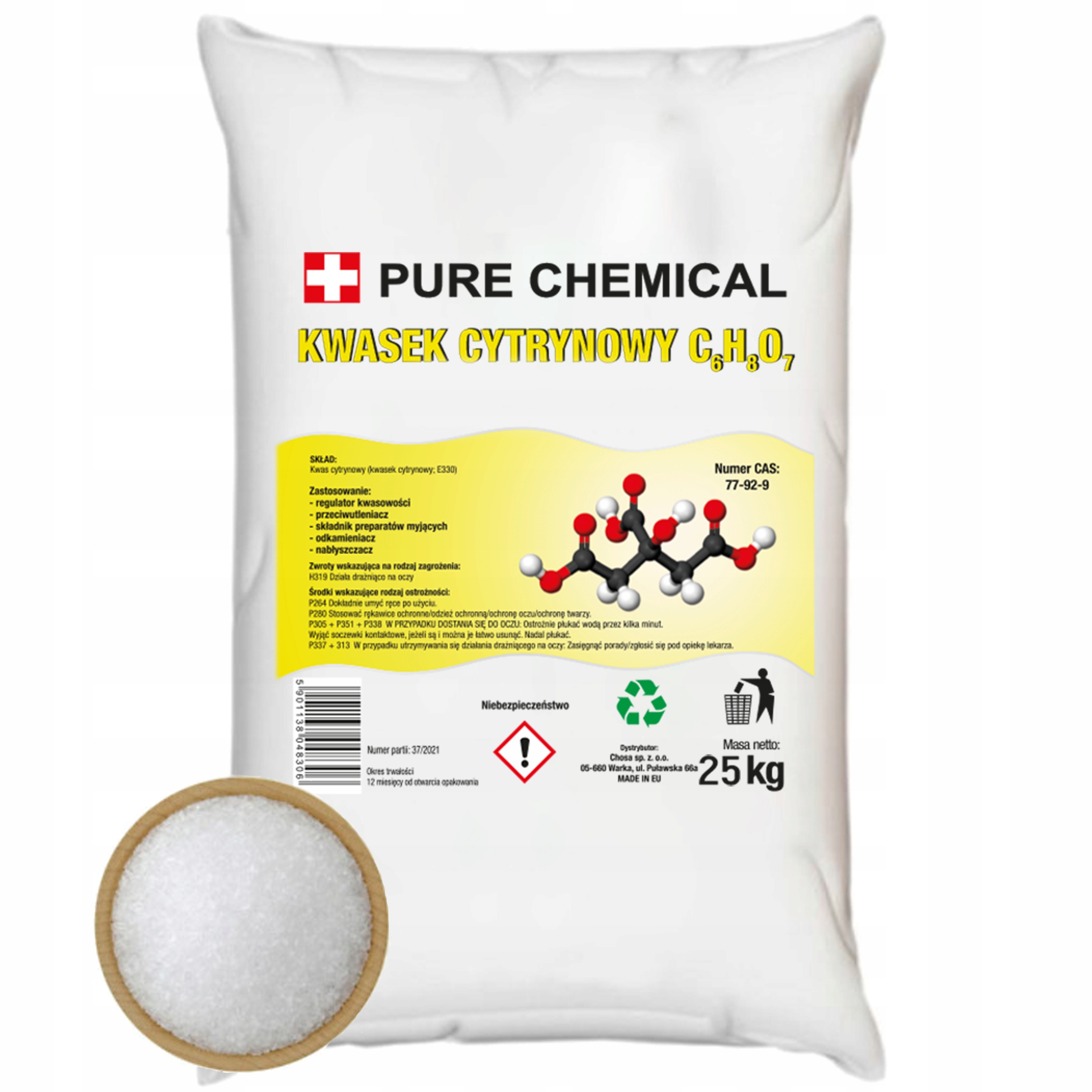 

Kwasek Cytrynowy Kwas Czysty E330 25kg 25000g