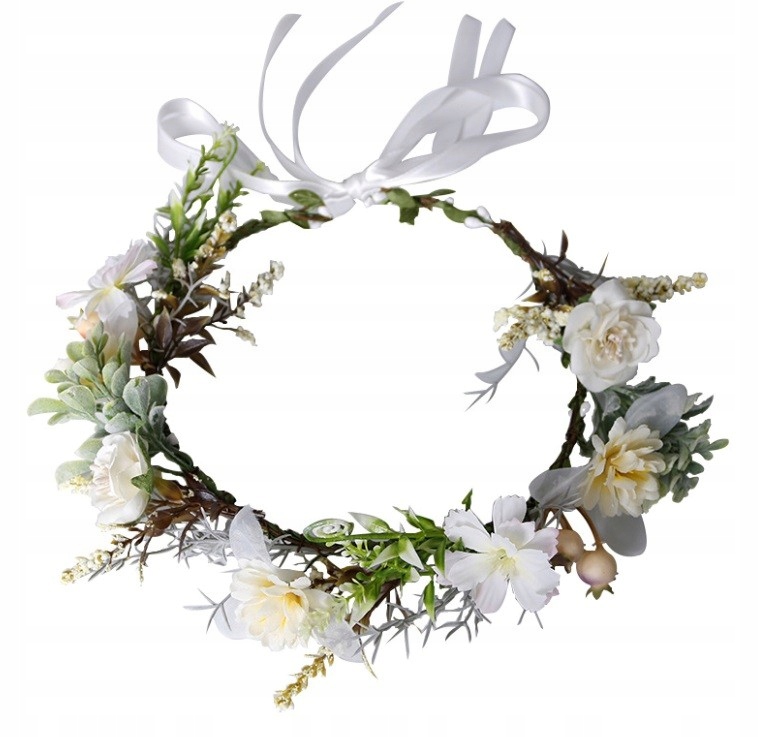 

Wianek Na Głowę Opaska Ozdoba Ślub Komunia Kwiaty