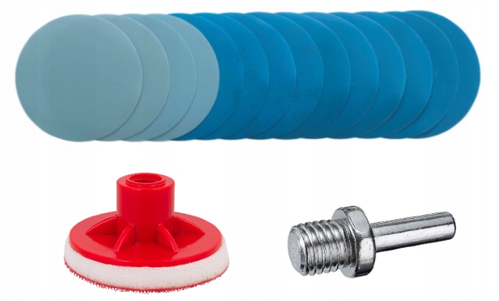 Zestaw papier wodny krążki ścierne rzep polerowania 75 mm P800-P3000 + dysk