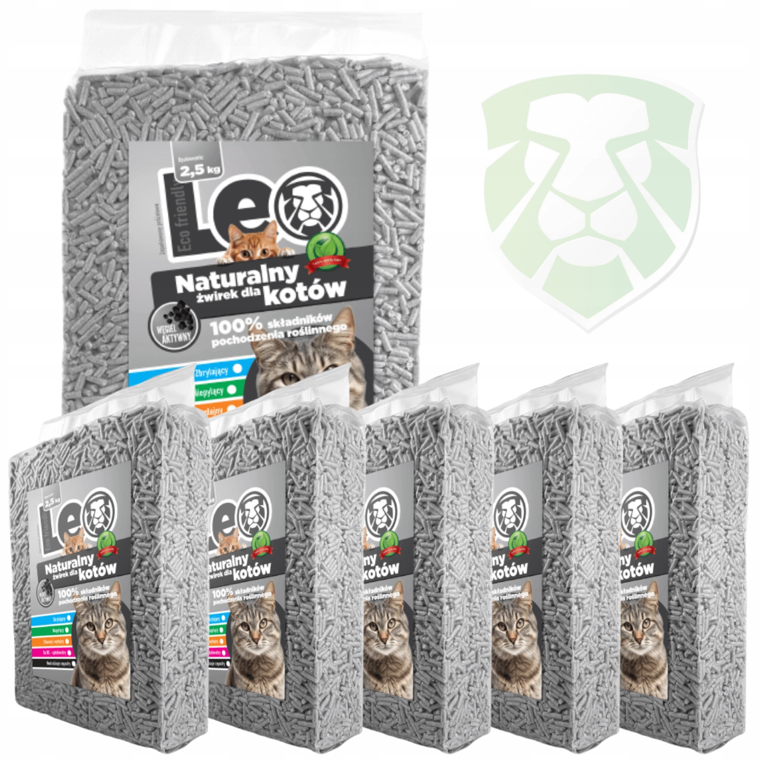 Levně Stelivo pro kočky Leo s aktivním uhlím – tofu – ekologická sada 15 kg