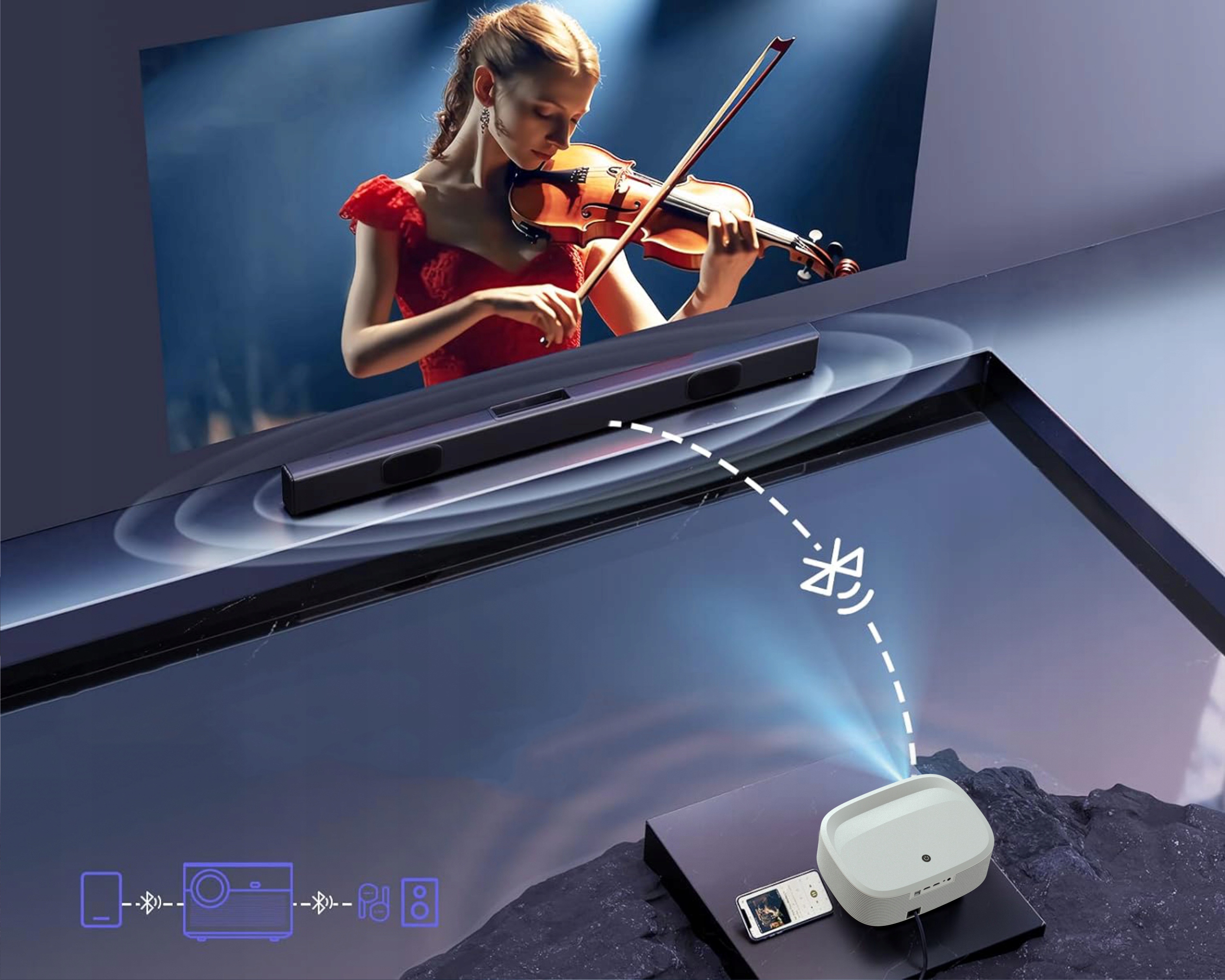 Projektor Rzutnik Full HD 4K 24000lm WiFi SMART TV MULTIMEDIALNY AutoFocus Wbudowane głośniki tak