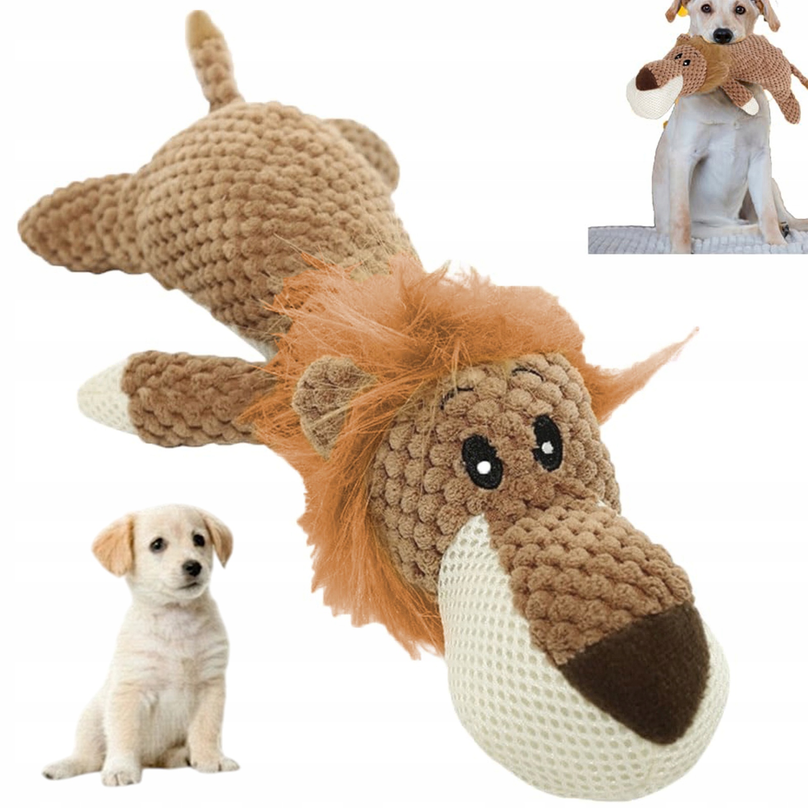 Levně Kousátko Pro Psa Plyšový Lev Měkká Hračka S Pískátkem Pro Malé Psy