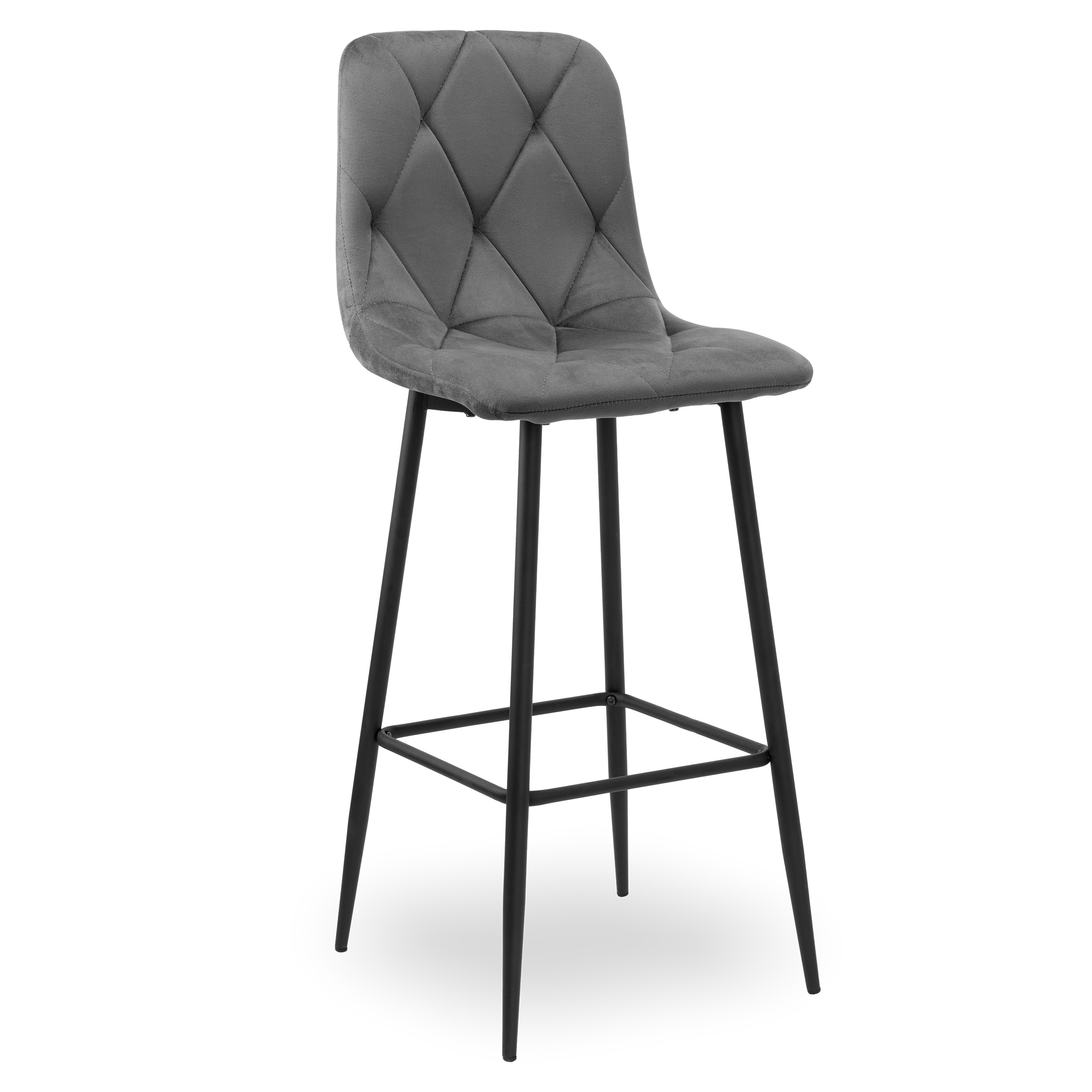 Barová Židle Velurová Prošívaná Židle S Vysokým Opěradlem Kuchyňská Barová Loftová