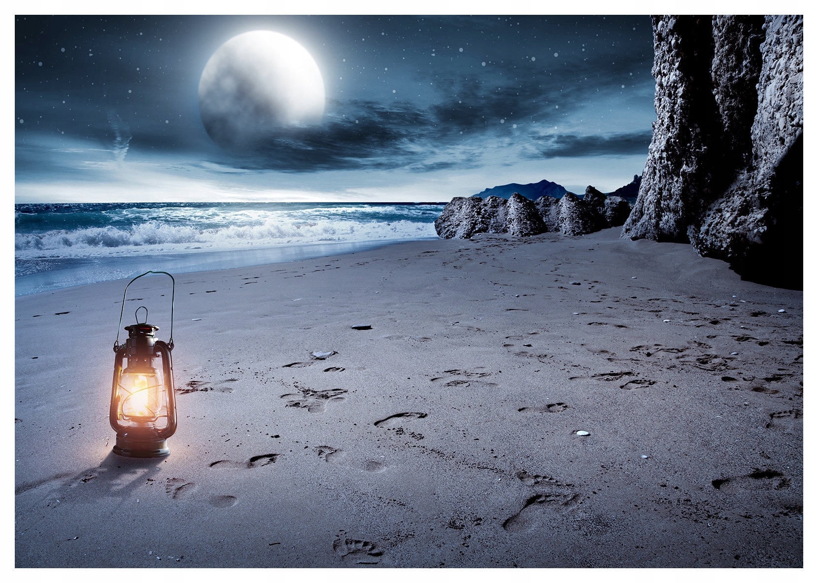 Fototapeta Měsíční pláž Noční klid Vinylová lucerna 254x184 lepidlo