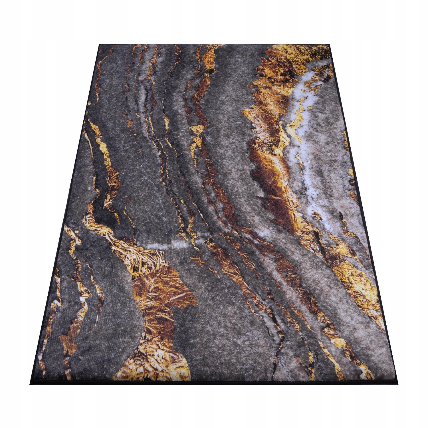 Koberec 220X160 CM Do Obývacího Pokoje Moderní Šedo-zlatý Protiskluzový Loft