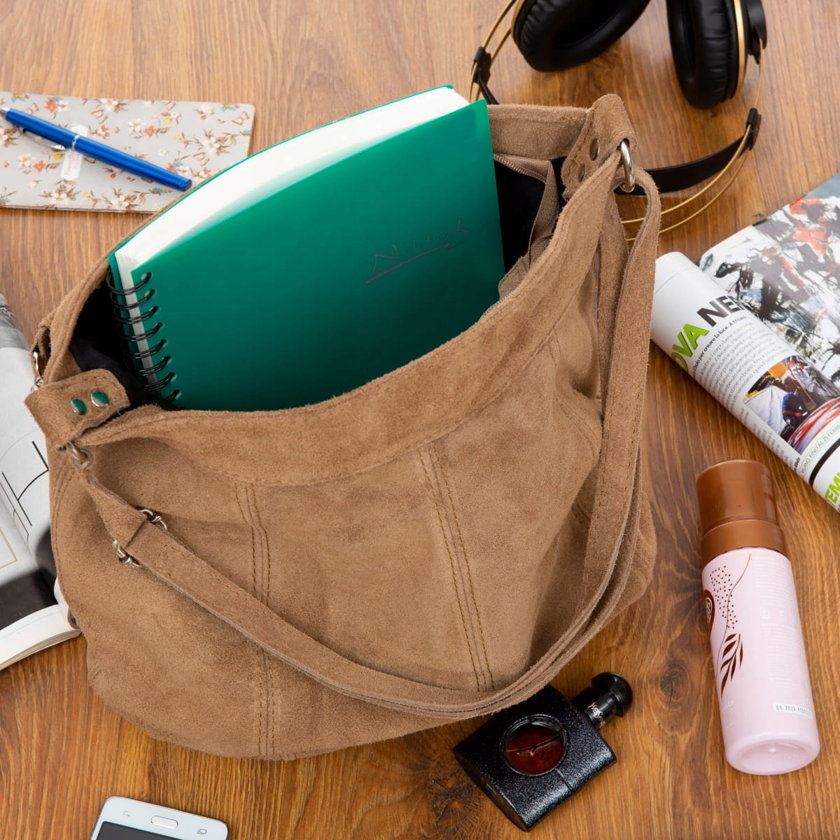 Worek Zamszowy Vera Pelle Botte Rudy Odcień miedziany