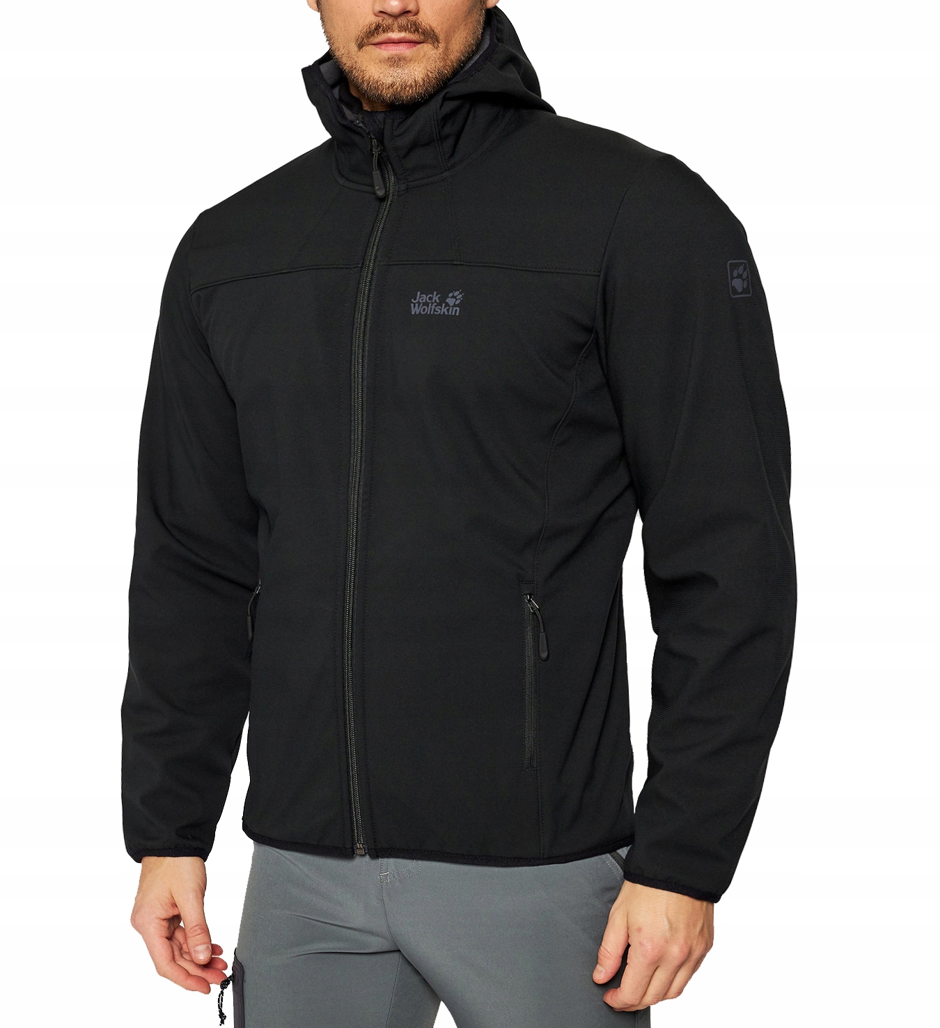 3074 Kurtka Jack Wolfskin Męska Softshell Z Kapturem Northern Czarna 3XL