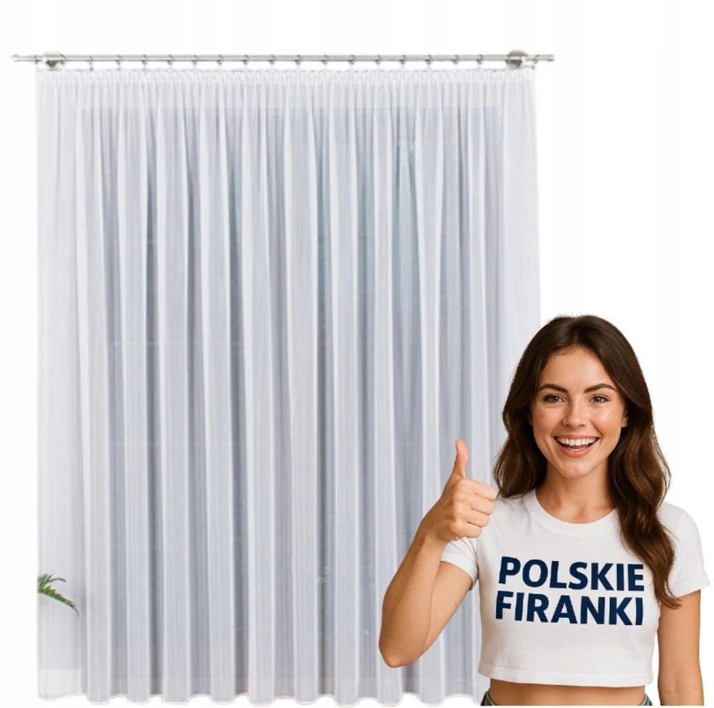 Firana Gotowa Woal Biała na Taśmie Tunel Żabki 265x900cm Firanka Gładka