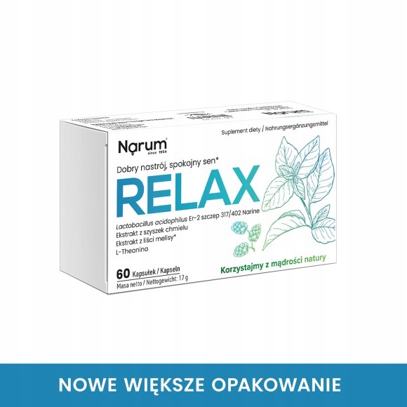 Suplement diety Narum Relax-Nowe większe opakowanie, 60 kapsułek wegańskich