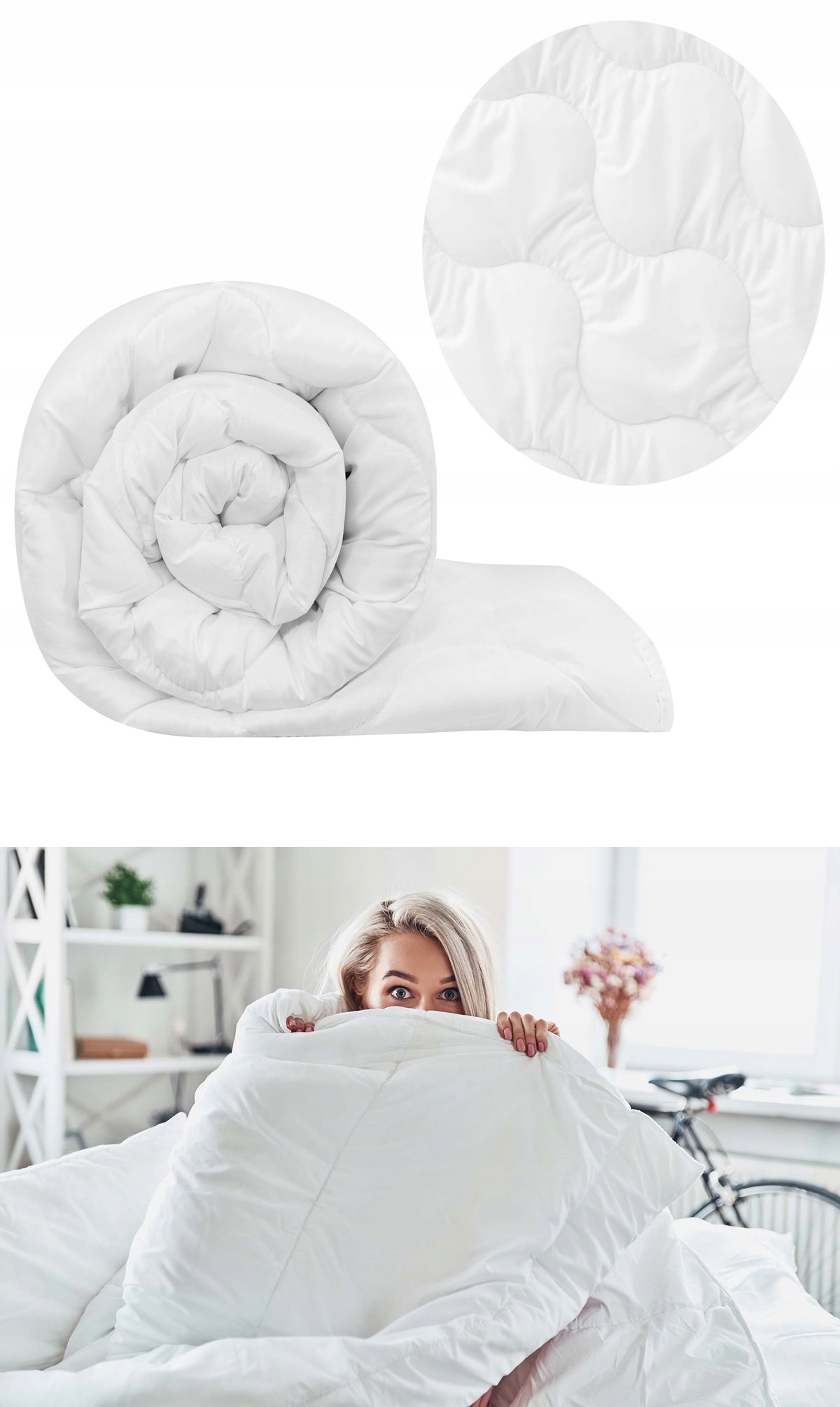 KOŁDRA LETNIA 140X200 ANTYALERGICZNA LEKKA POLSKA PIKOWANA NA LATO BIAŁA Liczba elementów w zestawie 1