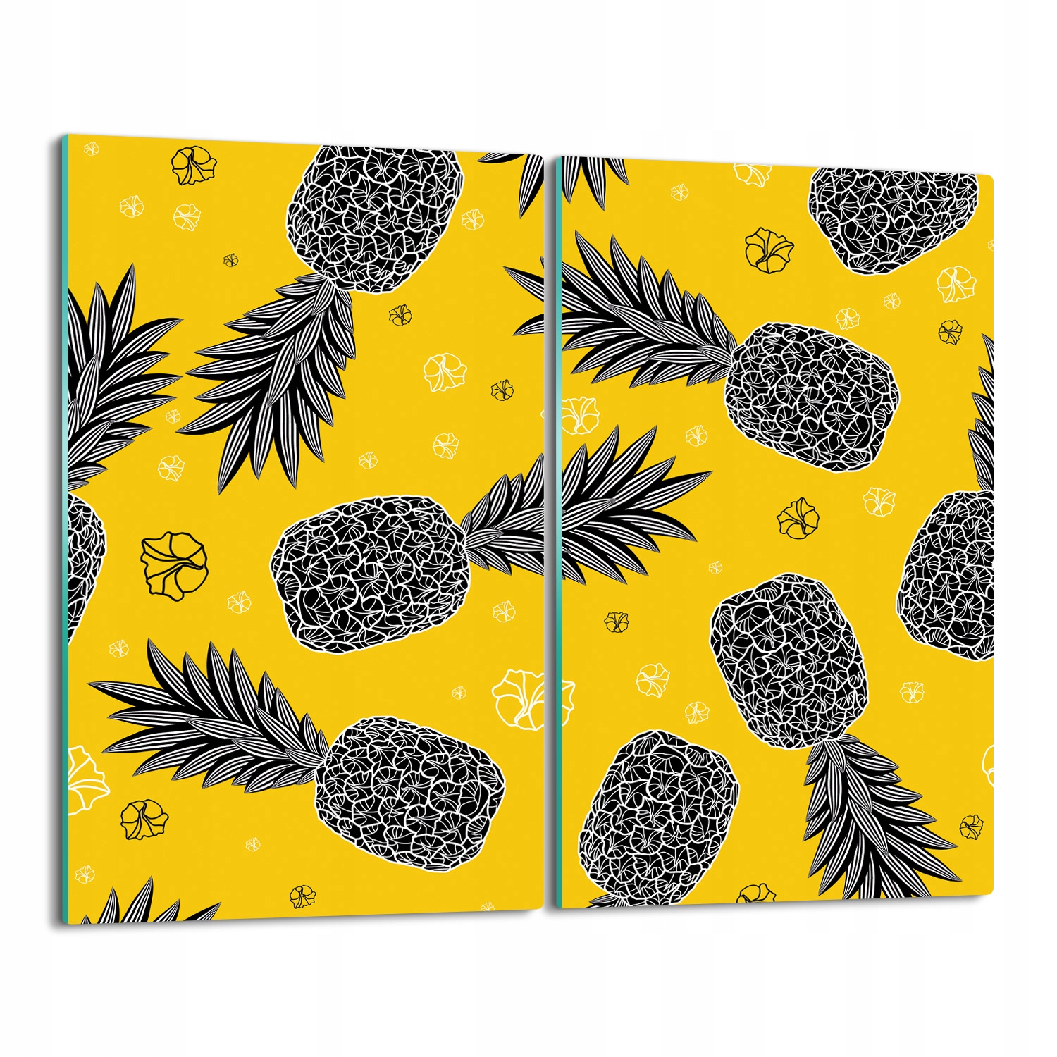 skleněná krytka s potiskem Ananasy tropic vzor 2x 30x52