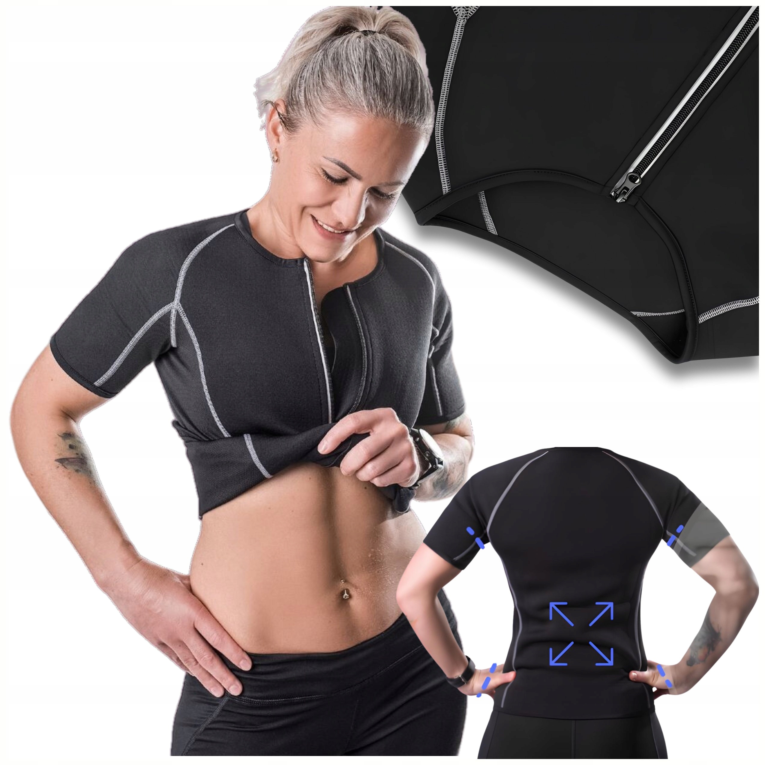 Treningowa Koszulka Damska Sportowa Neoprenowa Zamek Biegania Z Odblaskami