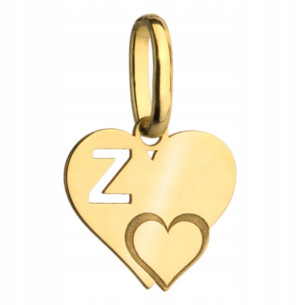 Přívěsek ve tvaru srdce s písmenem Z a srdíčkem ryzost 585