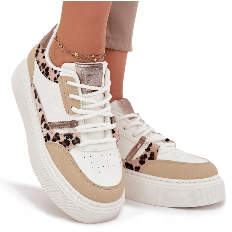 Dámské Tenisky Na Platformě Big Star SS274357 Panterka Bílo-béžové 40