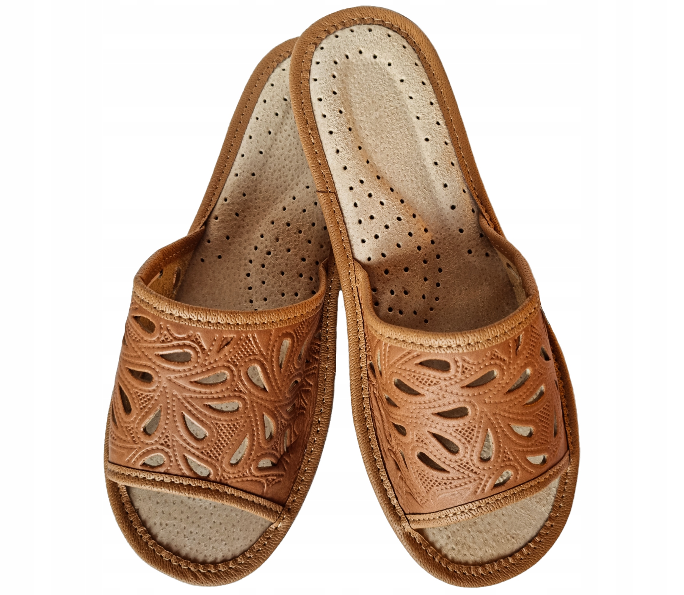 PANTOFLE KAPCIE DAMSKIE PODHALOVE GÓRALSKIE SKÓRZANE KLAPKI CIAPY LACZKI Rozmiar 41