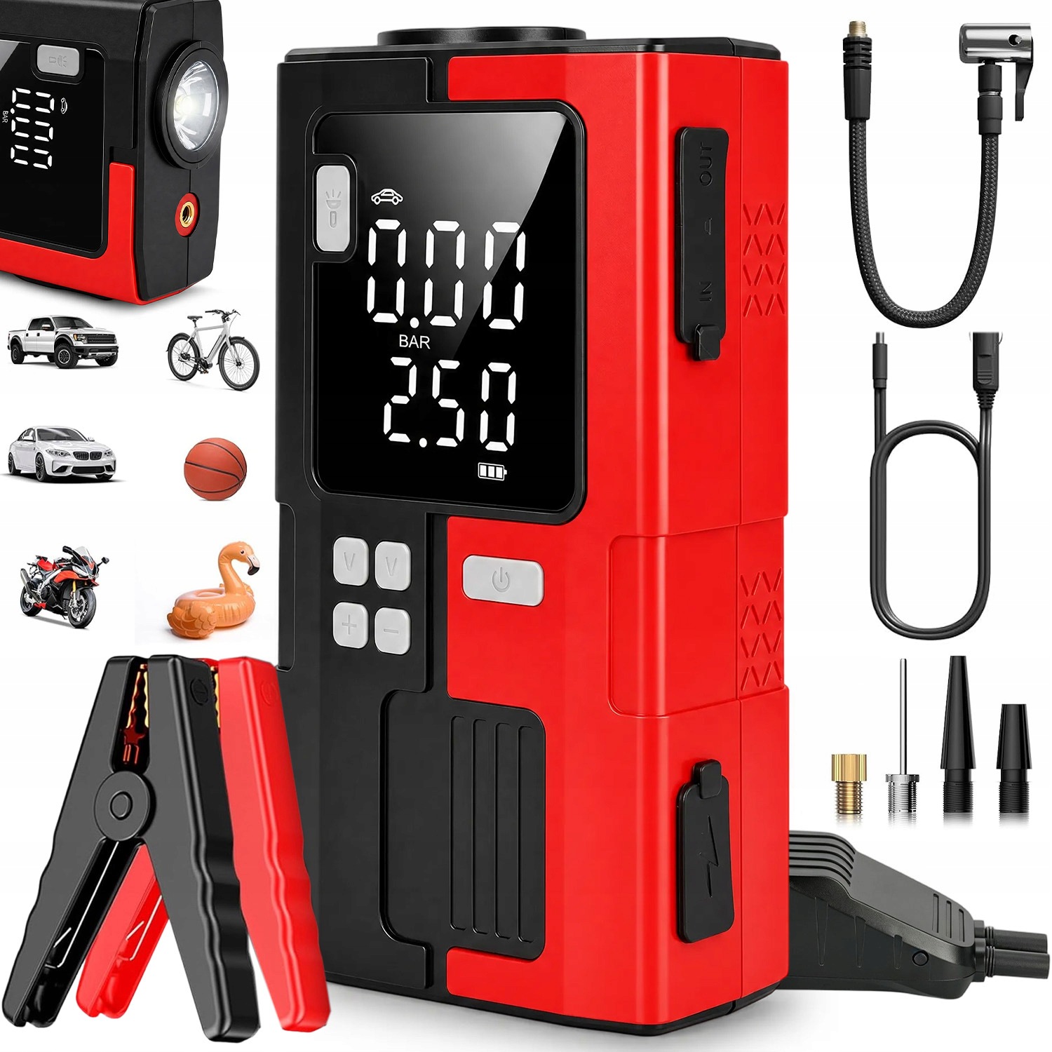 Boosterové Zariadenie Powerbank Jump Starter 6000 Mah Led Svetlo