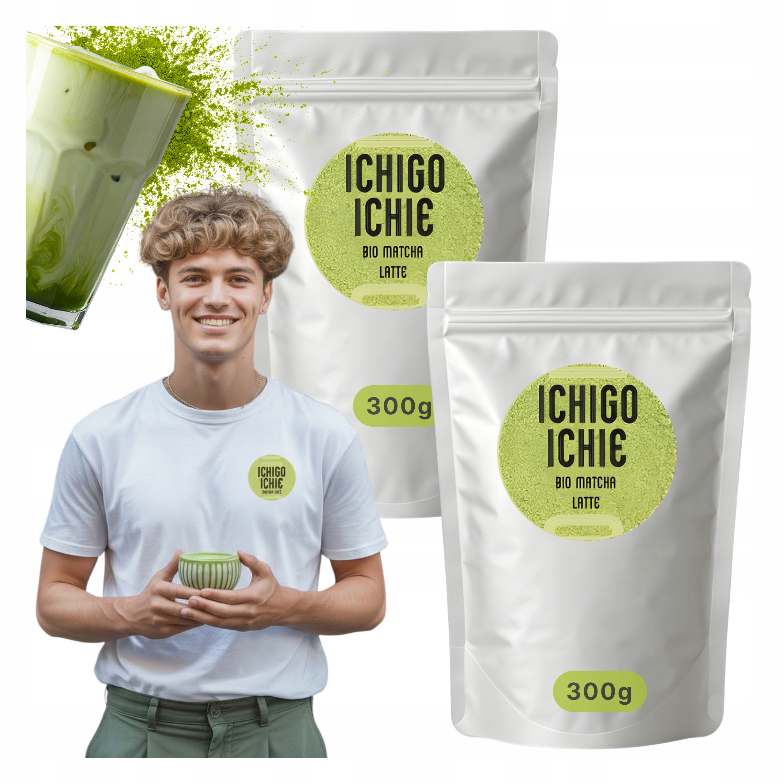 Matcha Latte japonský Zelený Čaj Bio práškový hotový nápoj 2 x 300 g