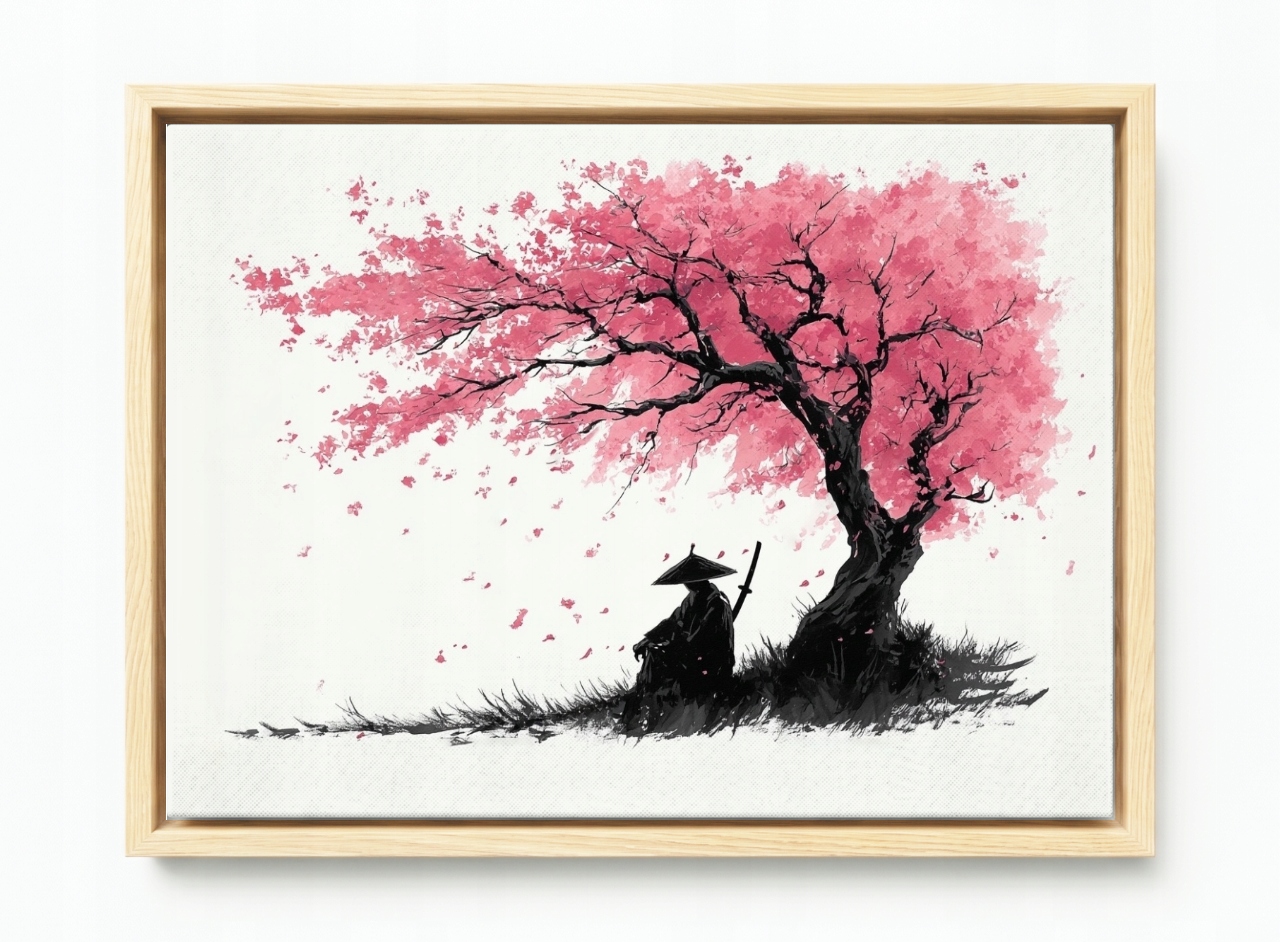 Obraz Rám American Box Grafika Asie Japonsko Višeň Sakura Samuraj 60x40