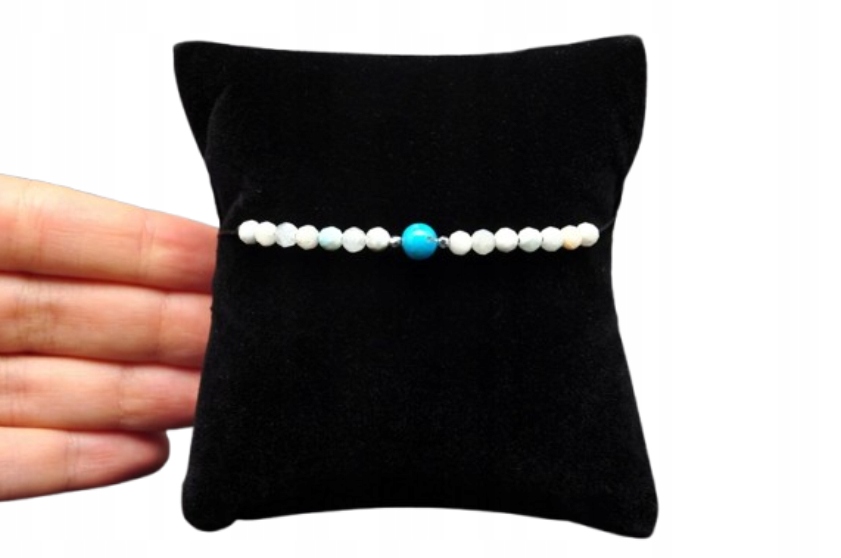 * Tyrkys Larimar Okouzlující Nastavitelný Náramek Přírodní Kameny Č. 23 *