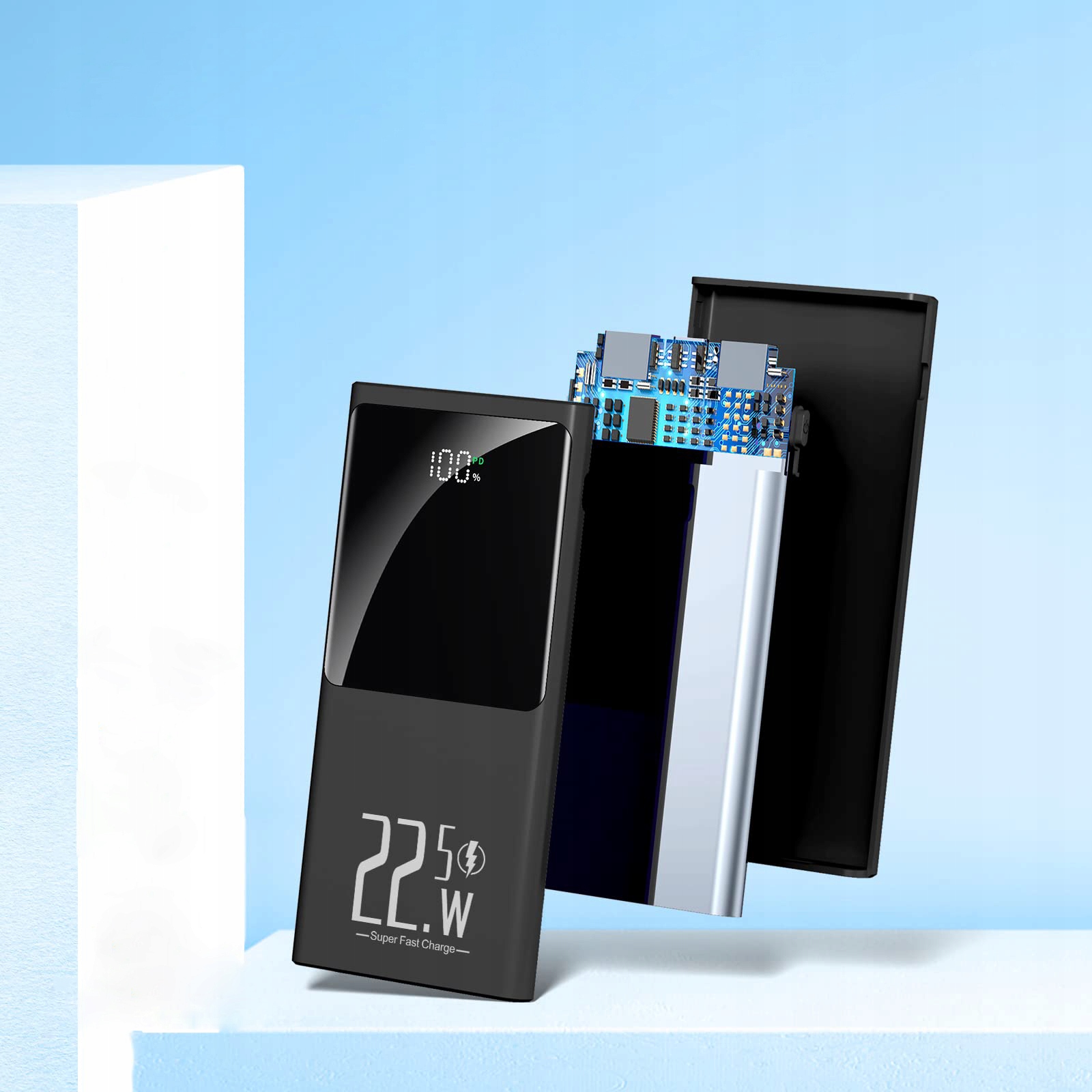 POWERBANK 10000MAH MOCNA SZYBKA ŁADOWARKA 22,5W 2X USB-A/USB-C WYŚWIETLACZ LCD Marka bez marki