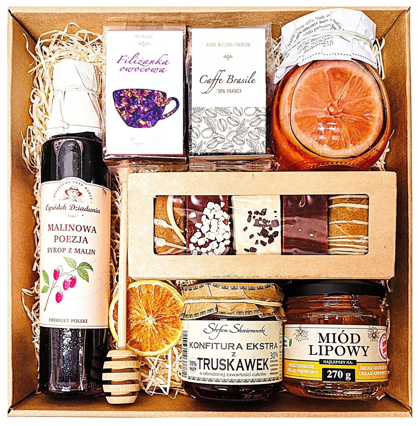 Kosz Prezentowy Herbata Kawa Pierniki Urodziny