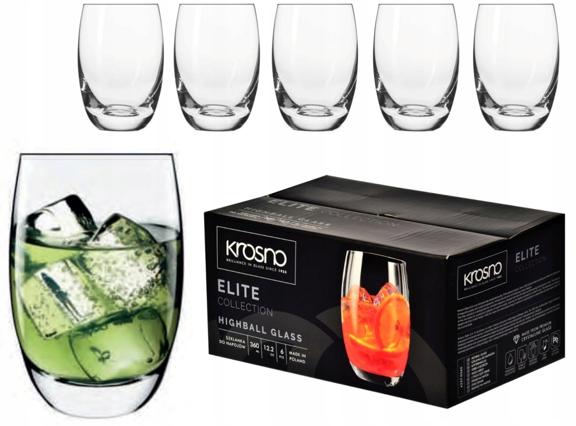 

Krosno Szklanki Long Drink Wody Soku Elite 360ml