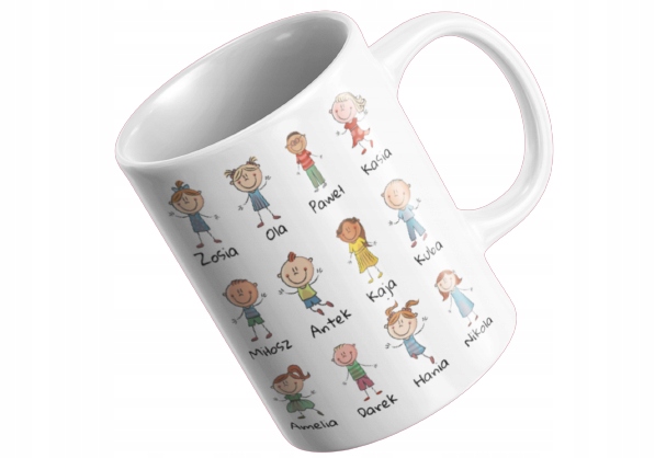 KUBEK DO HERBATY PREZENT NA ŚWIĘTA DLA WYCHOWAWCY WŁASNE IMIONA NAPISY Pojemność 330 ml