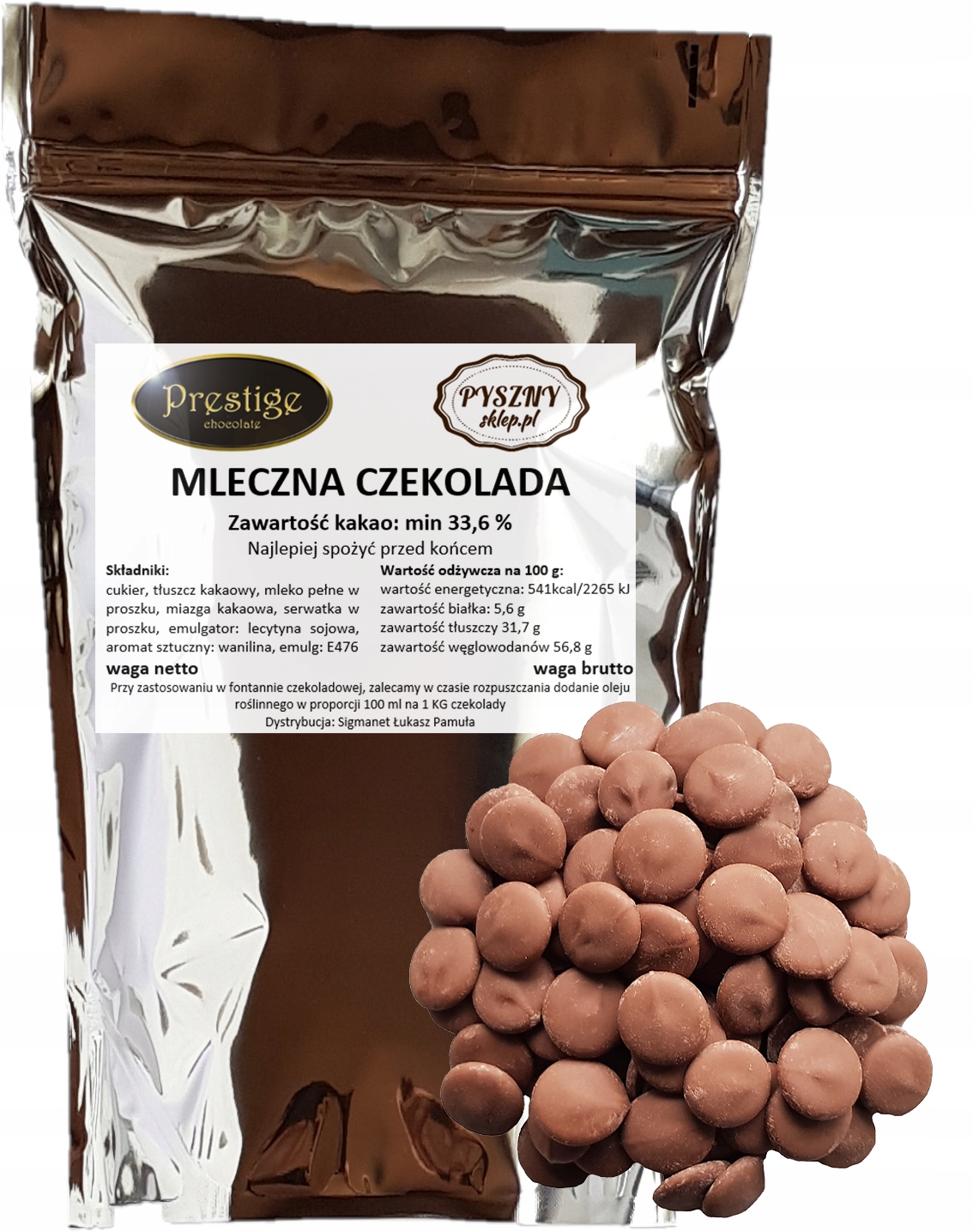 Czekolada Mleczna do fontann fondue deserów 2,5kg