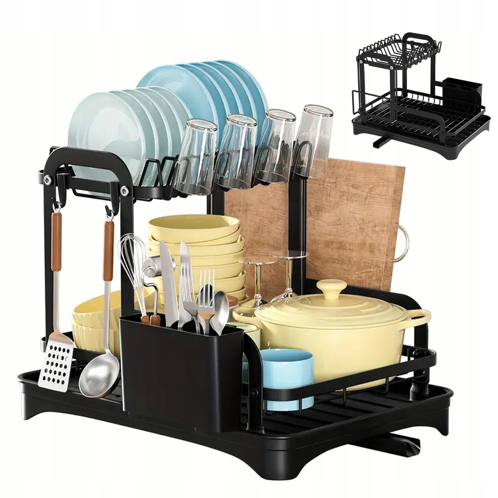 Levně Dvouúrovňová Sušička Na Nádobí Odkapávač Talíře Příbory