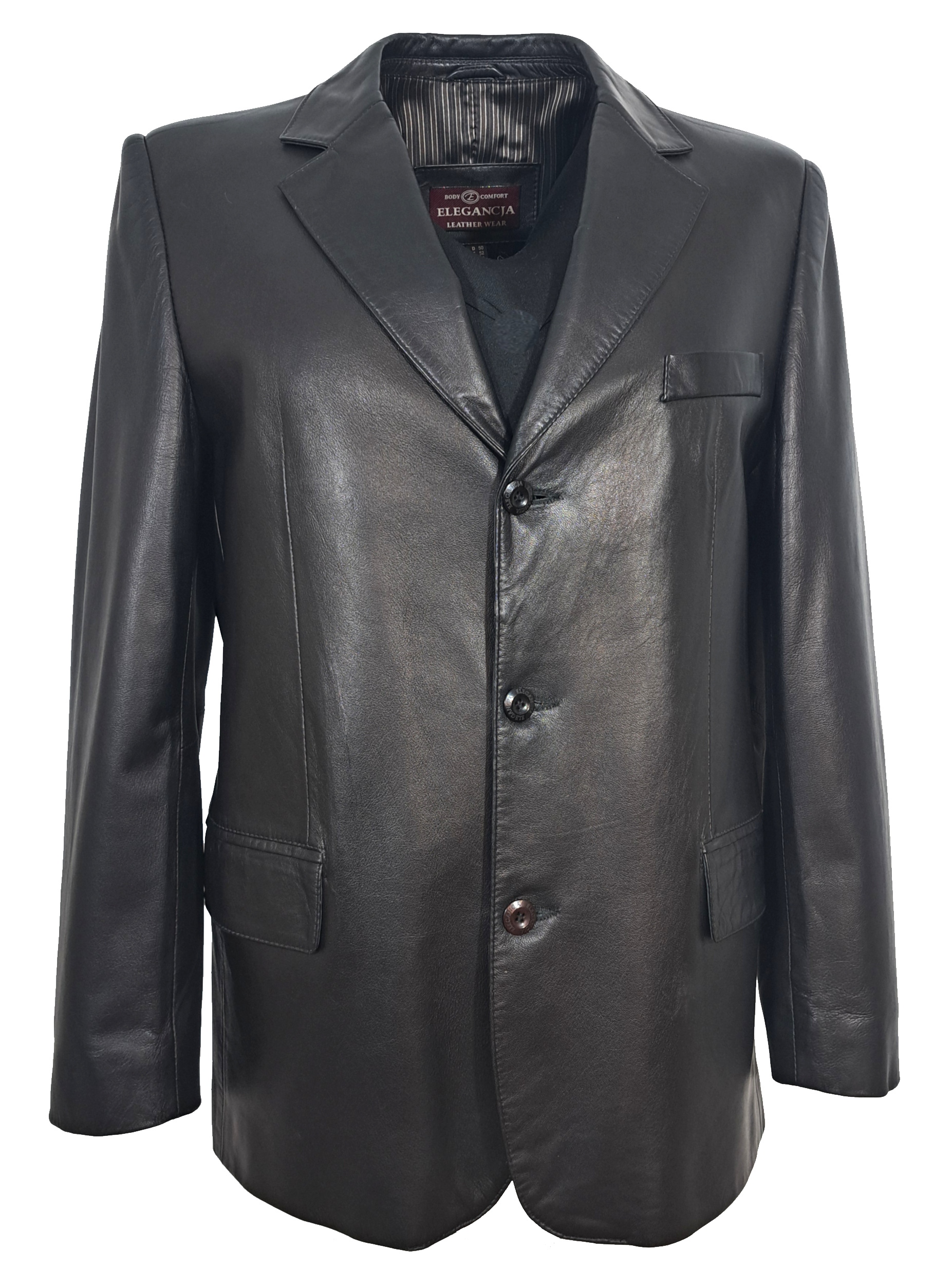Marynarka SKÓRZANA MĘSKA 48 ELEGANCKA Czarna NOWA KLASYCZNA