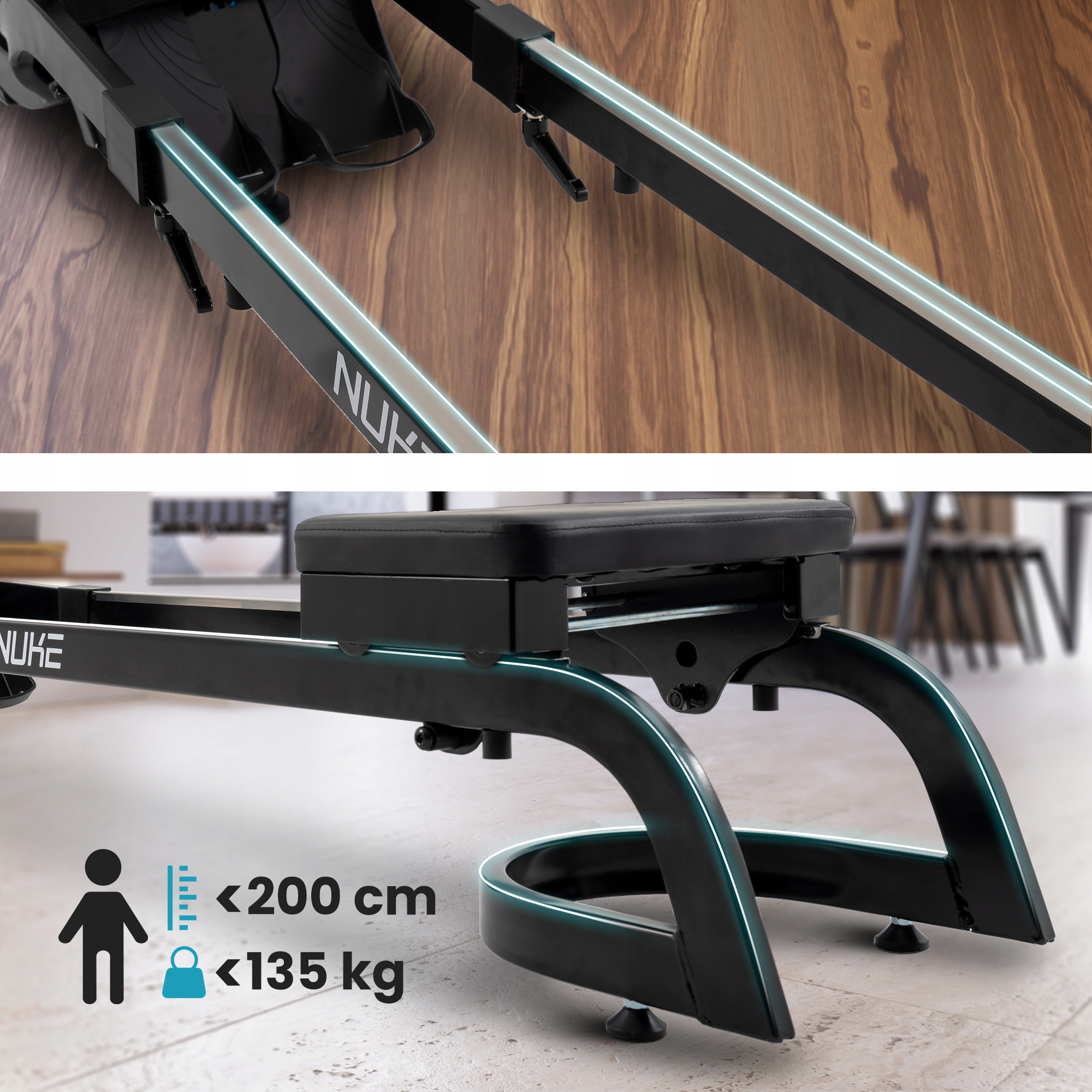 Wioślarz magnetyczny składany stacjonarny ergometr treningowy do ćwiczeń Model HS-075R Nuke