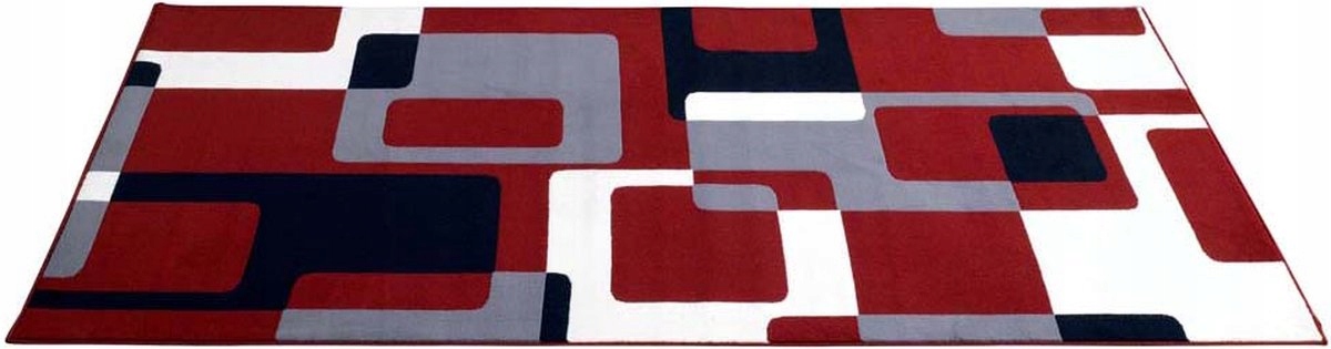 Moderný krémovo červeno-čierny koberec do obývačky, mäkký vlas 160x220