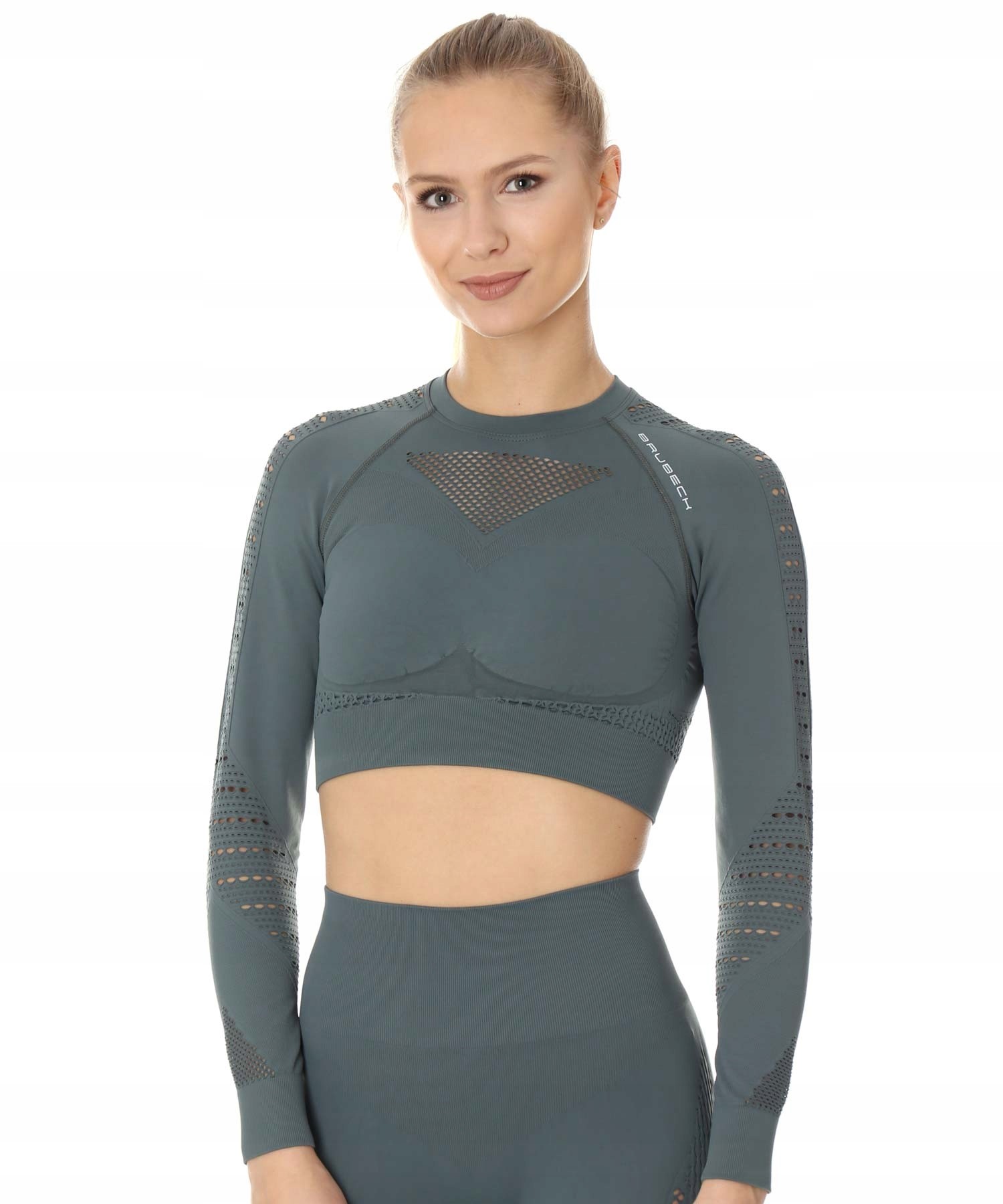 Damski top Gym z długim rękawem Brubeck M zielony