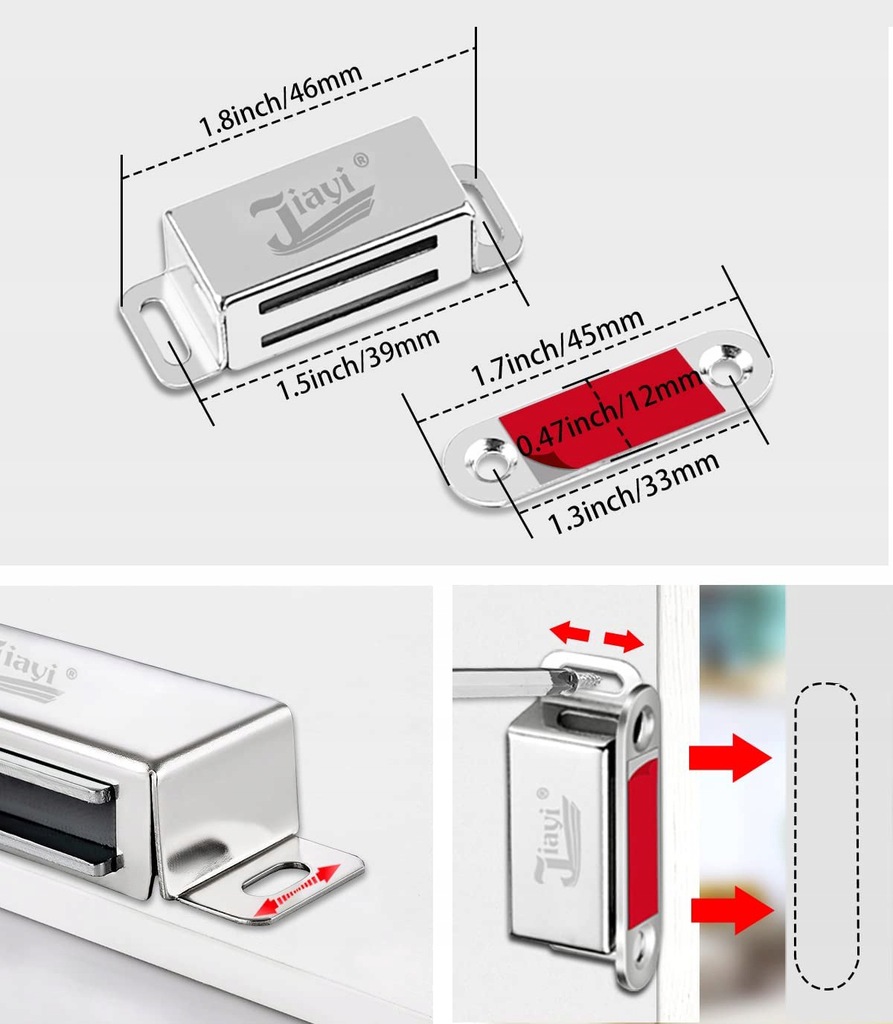 ZATRZASK ZAMEK MAGNETYCZNY MAGNES DRZWI SZAFEK 4 SZT Marka inna