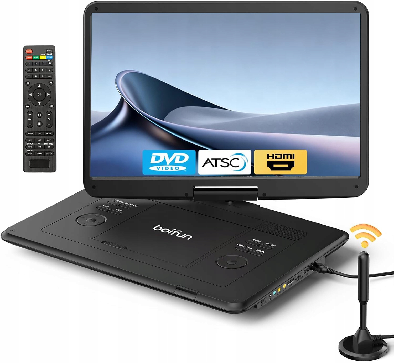 Přenosný DVD přehrávač s vestavěným dálkovým ovládáním televizoru