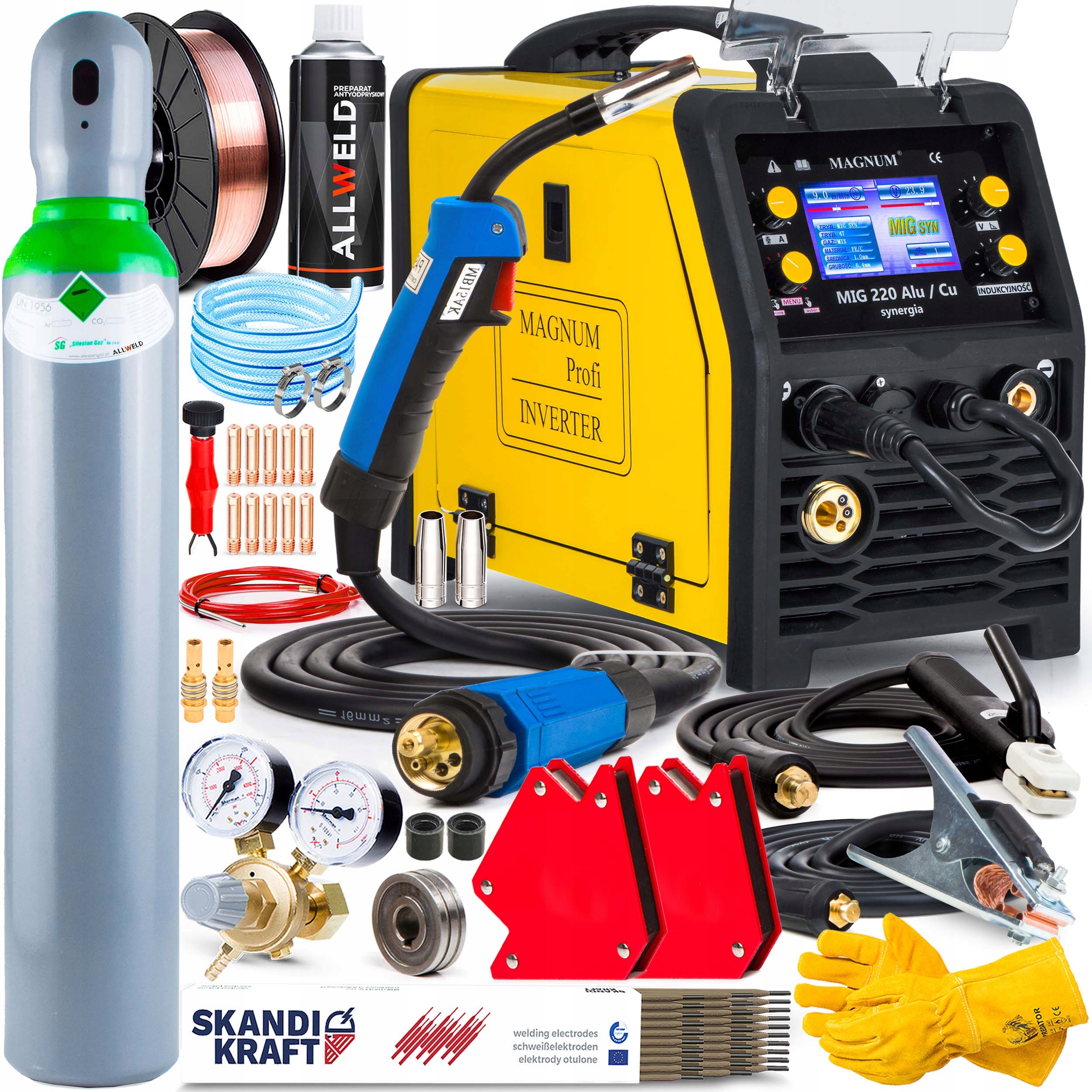 Poloautomatický Svařovací Stroj Magnum Mig 220 Alu/cu Synergie Mma Tig 230V 200A Alu
