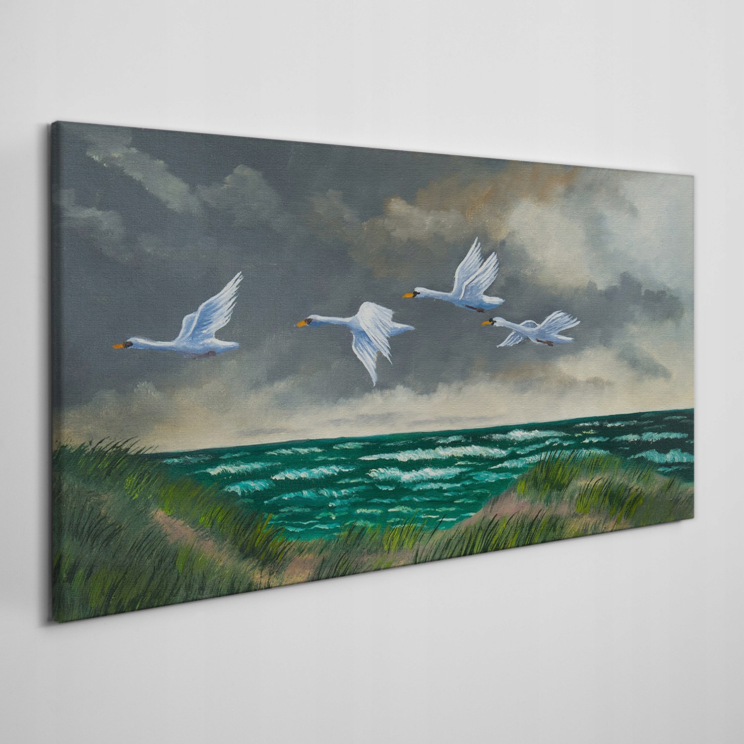 

Obraz na płótnie Morze niebo ptaki łabędzie 120x60