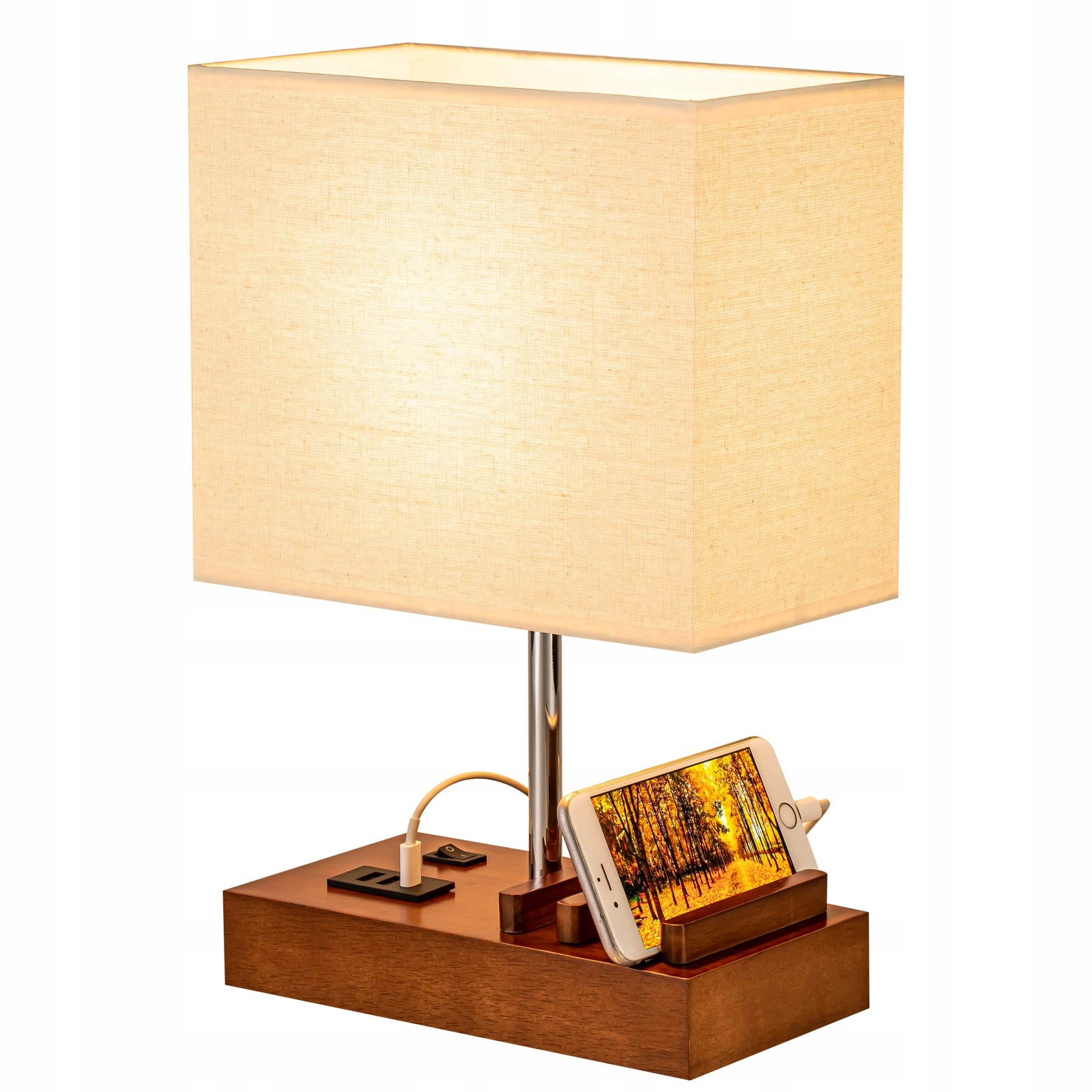 DREAMHOLDER Lampa Stołowa USB 3 Porty Telefon Stojak Nowoczesna Lampa — miniatura 5