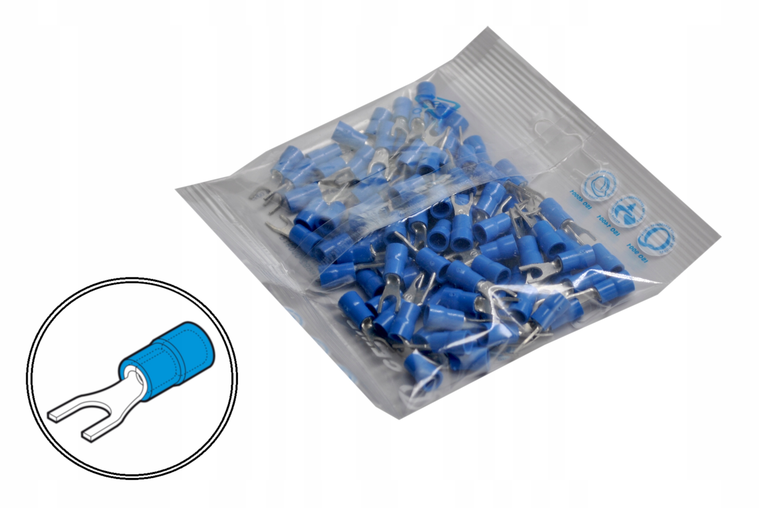 Końcówka widełkowa niebieska Cembre BF-U3.5 1,5-2,5mm² 100SZT
