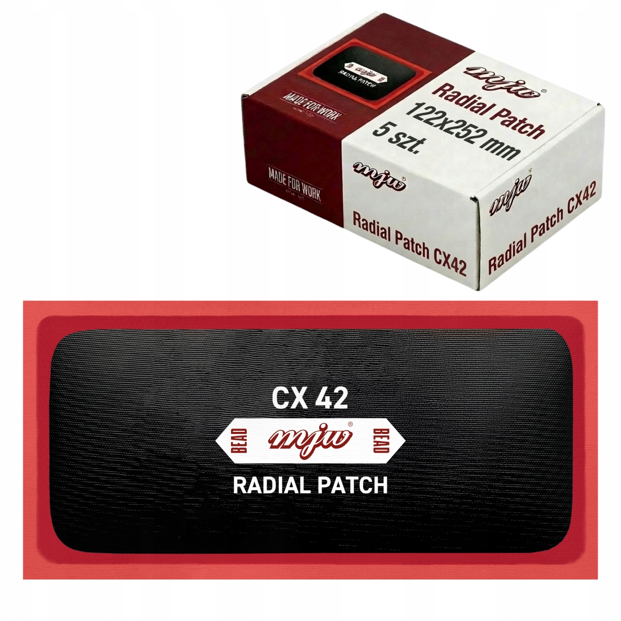 Mjw Náplň na opravu radiálnych pneumatík CX42 122x252 mm 5 ks Sada náplastí