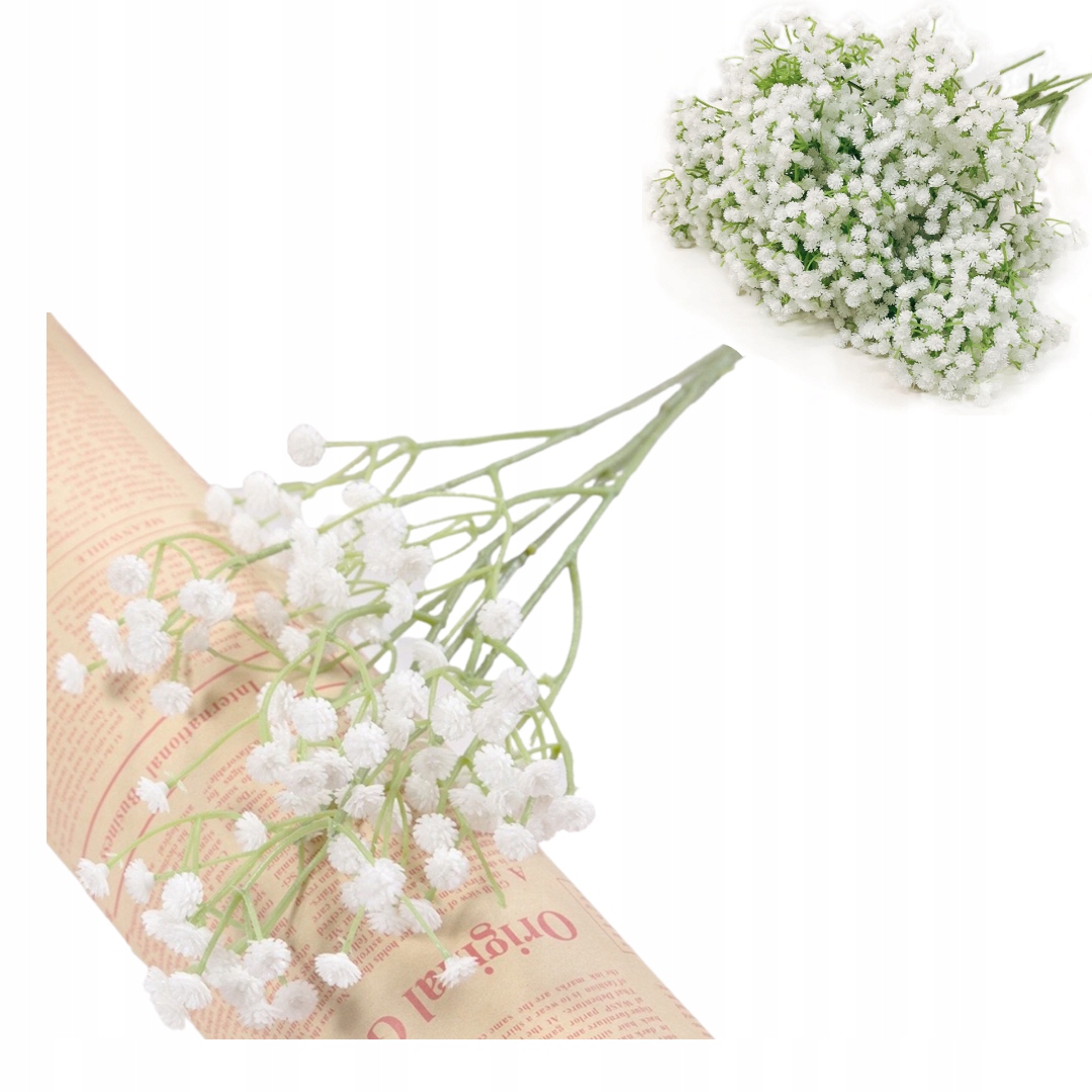 SZTUCZNA GIPSÓWKA GAŁĄZKA Z KWIATAMI GIPSÓWKI SZTUCZNE KWIATY DO WAZONU 60c