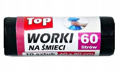 

Top worki na śmieci mocne czarne 60 L 10 szt