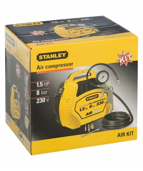 КОМПРЕССОР STANLEY AIR KIT 8BAR SPRĘŻARKA BEZOLEJ. Марка Стэнли