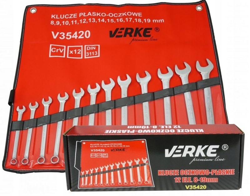 VERKE плоскі Ключі 12 EL 8-19mm чохол