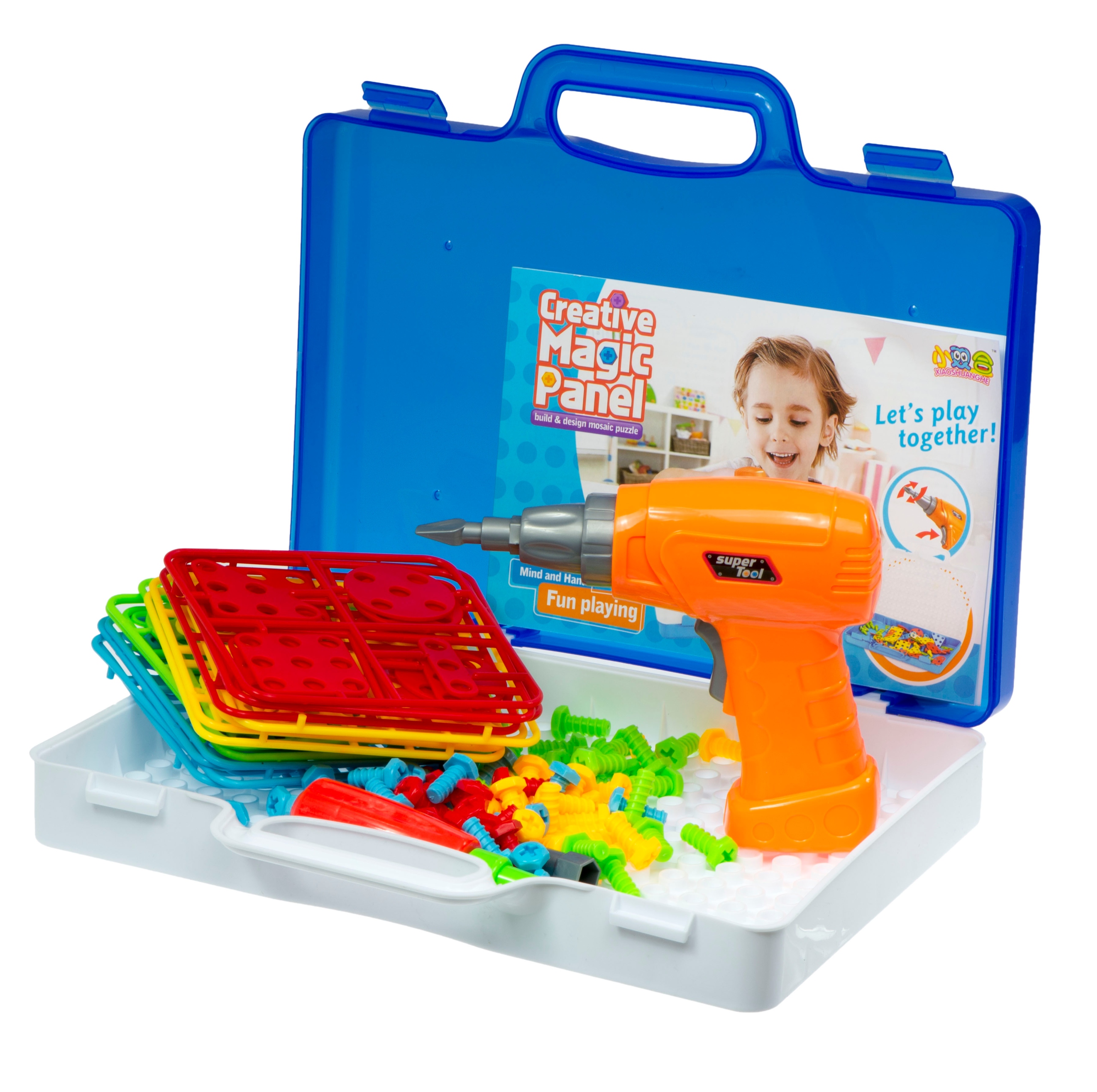 Klocki w walizce wkrętarka śrubki puzzle zestaw XL Efekty brak