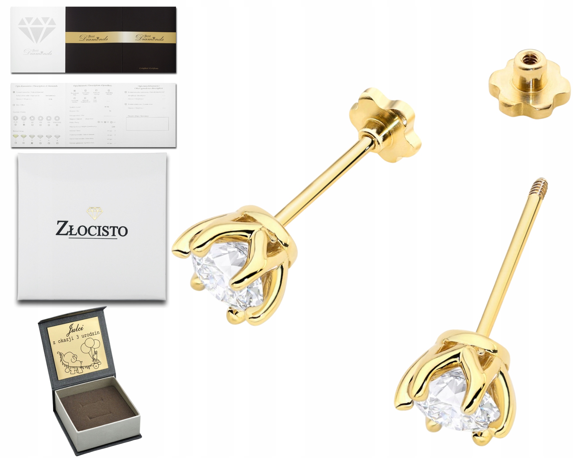 Elegantní Náušnice S Briliantovými Diamanty 1,40 Ct, Zlatá Šroubovací Tyčinka