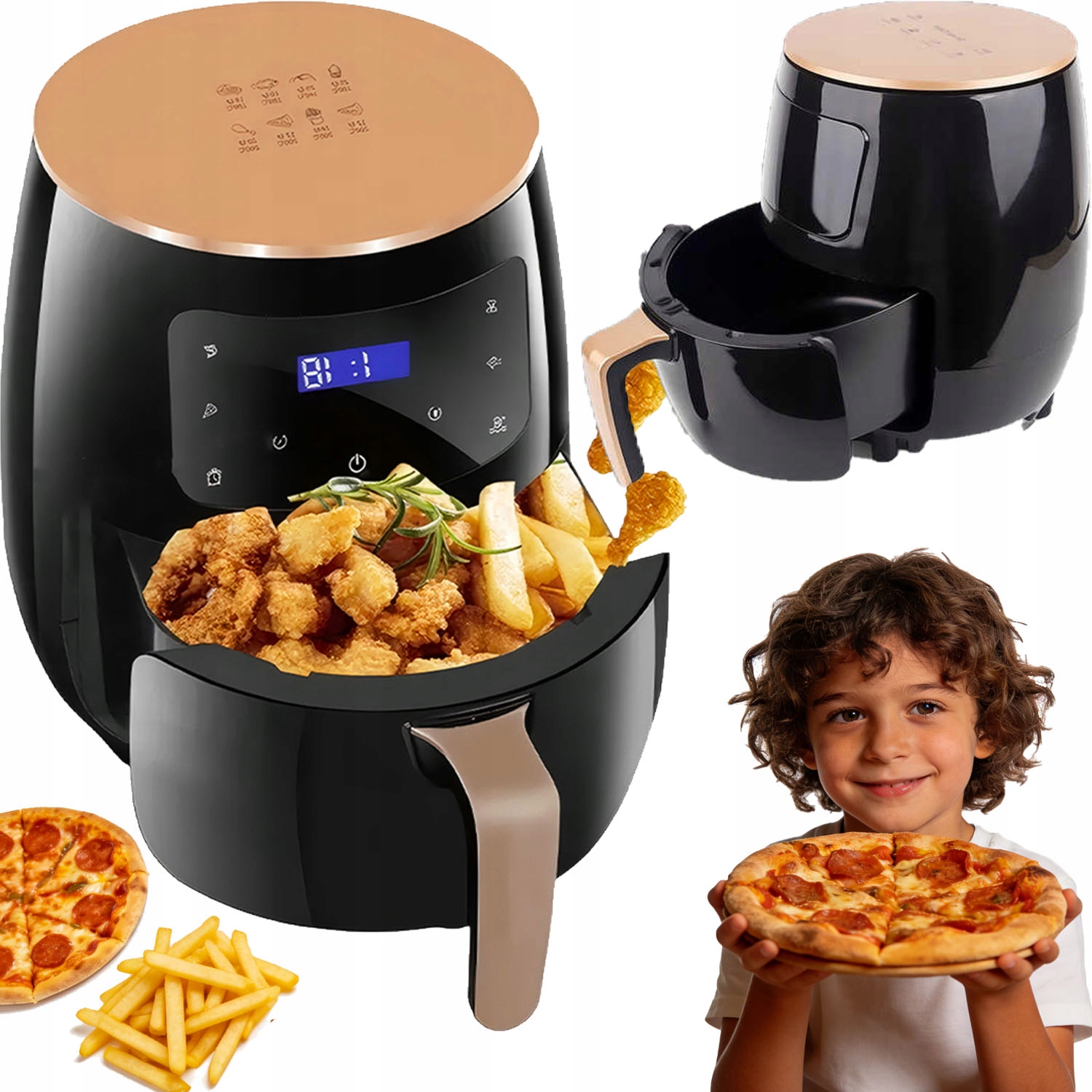 Wielofunkcyjny Air Fryer 6L 2400W Ekran Led Dotykowy Szybkie Przygotowanie