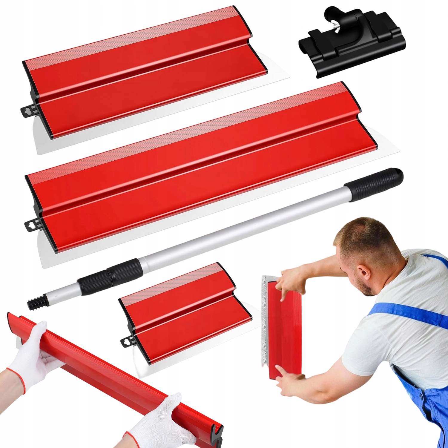 Zestaw Do Gładzi Szpachla 25-60CM Stal Nierdzewna Uchwyt Teleskopowym