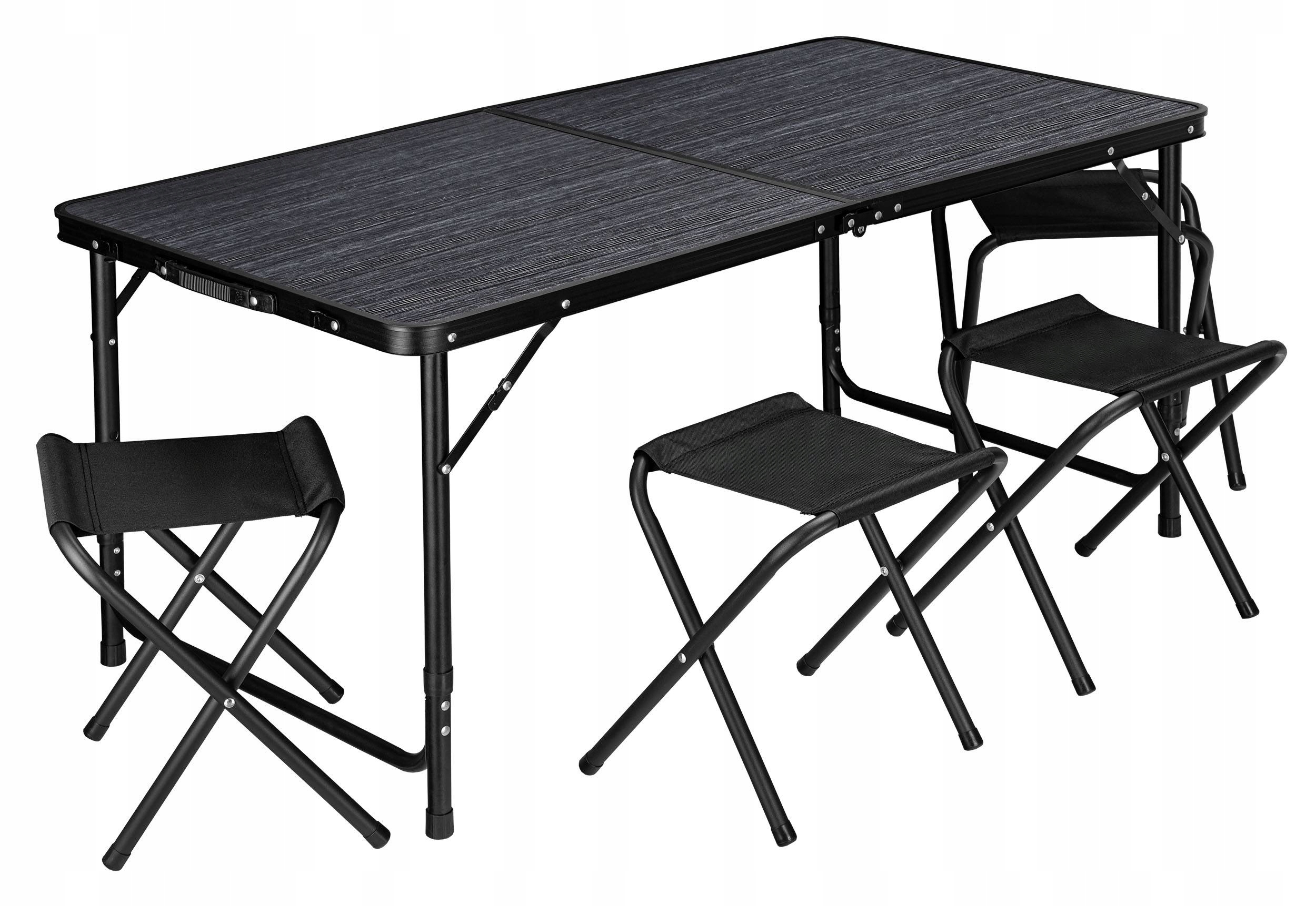 Zestaw Turystyczny Tramp Kempingowy Składany 120X60 Cm Black Wood Czarny